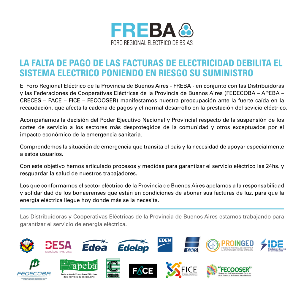 LA FALTA DE PAGO DE LAS FACTURAS DE ELECTRICIDAD DEBILITA EL SISTEMA ELÉCTRICO PONIENDO EN RIESGO SU SUMINISTRO